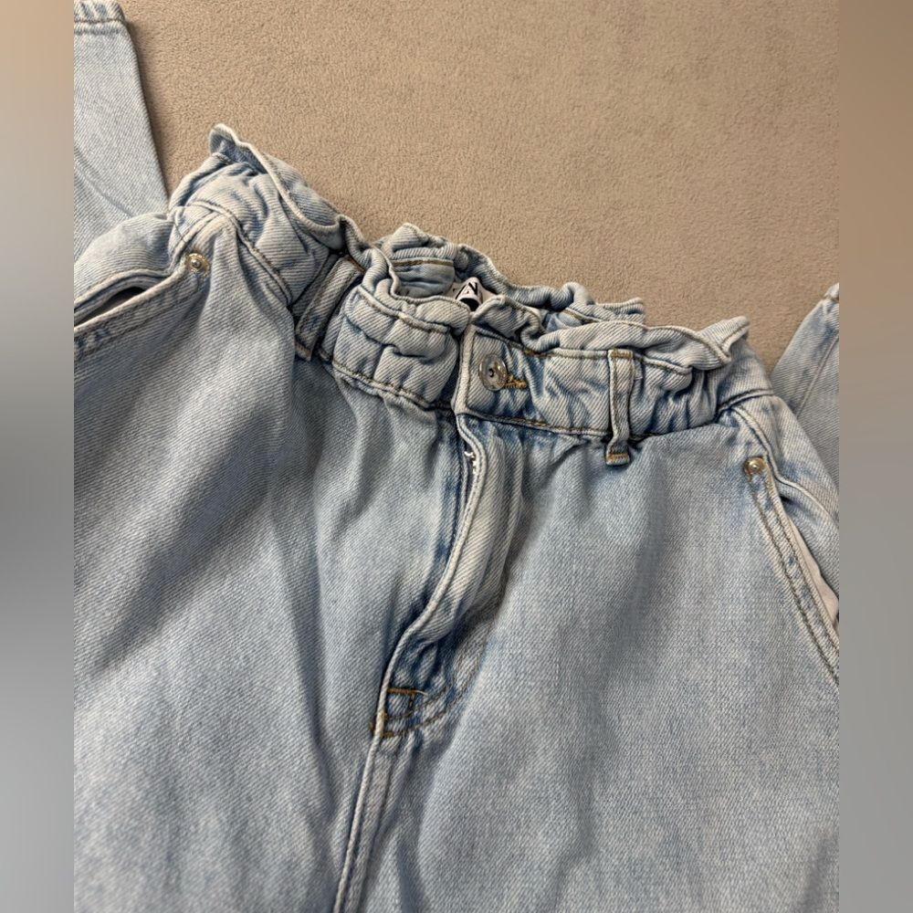 Zara Size 4 Baggy Paperbag Light Wash Jeans Denim Essential Grunge Casual Street - Picture 7 of 16